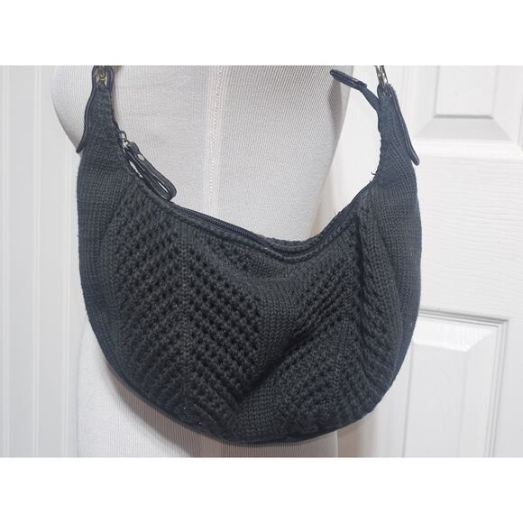 Black Macrame Purse With Strap And Handles - Picture 2 of 9